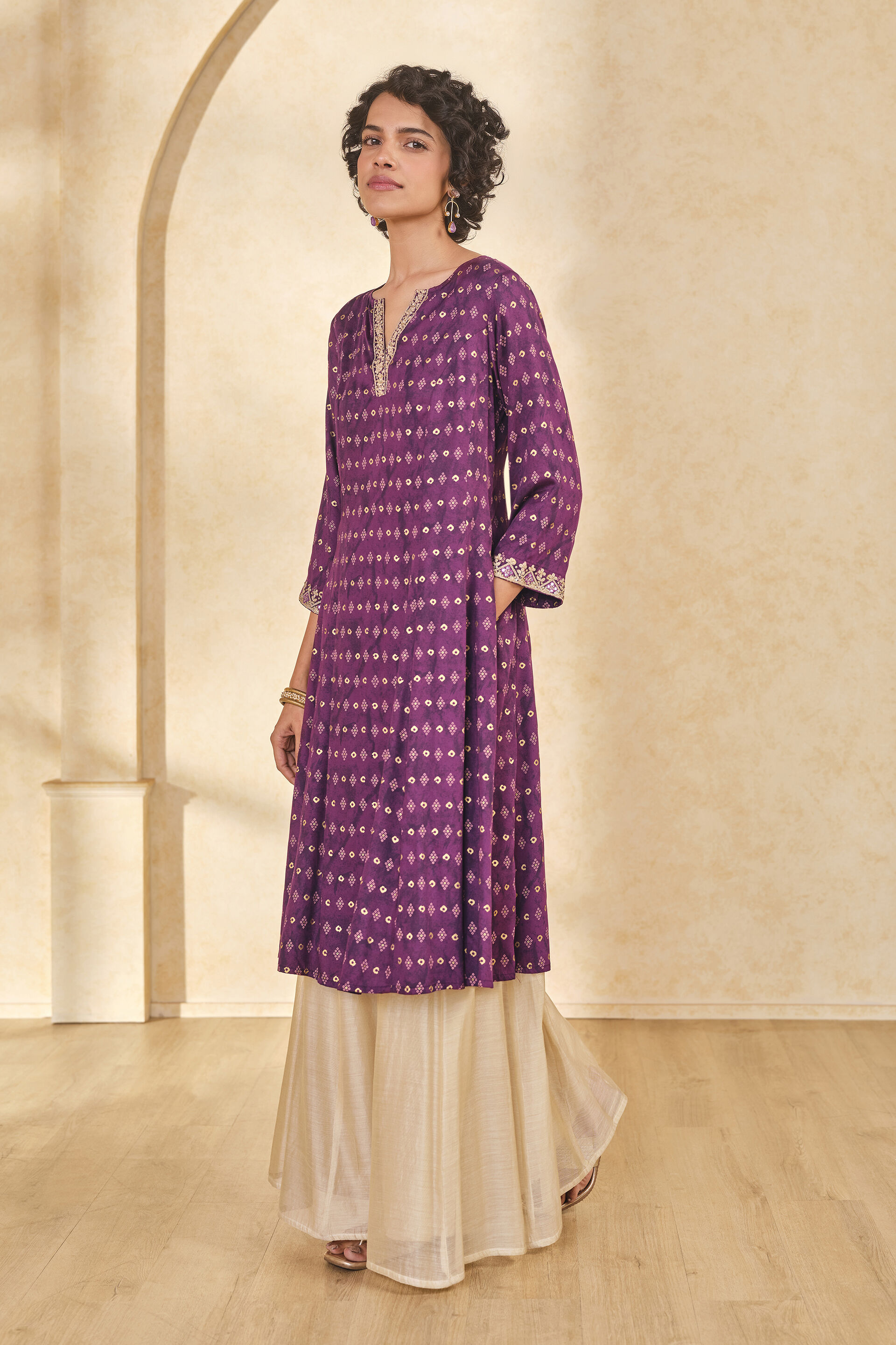 Radiant Purple Satin Kurta, Purple, image 4